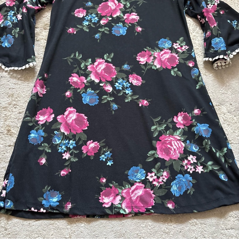 Bella & Birdie Girls Floral Rose Bell Sleeve Dress Size 12-14 (Large) Youth - Picture 12 of 13